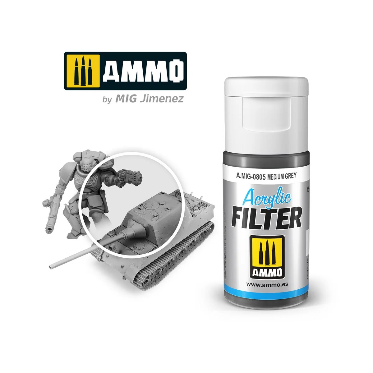 ACRYLIC FILTER Medium Grey - AMMO by MIG Jimenez A.MIG-0805
