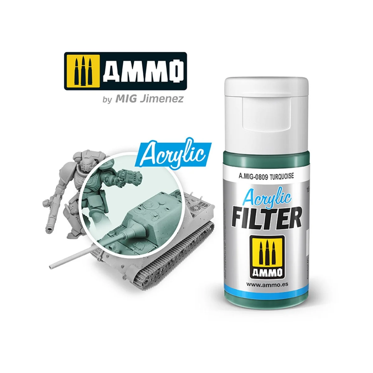 ACRYLIC FILTER Turquoise - AMMO by MIG Jimenez A.MIG-0809