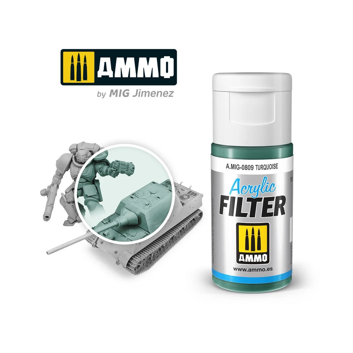 ACRYLIC FILTER Turquoise - AMMO by MIG Jimenez A.MIG-0809