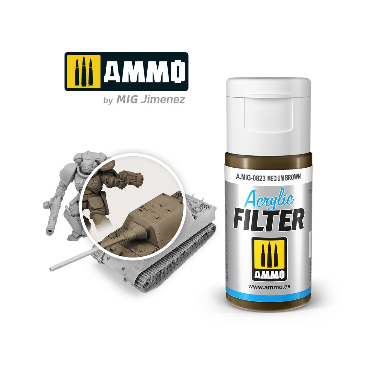 ACRYLIC FILTER Medium Brown - AMMO by MIG Jimenez A.MIG-0823