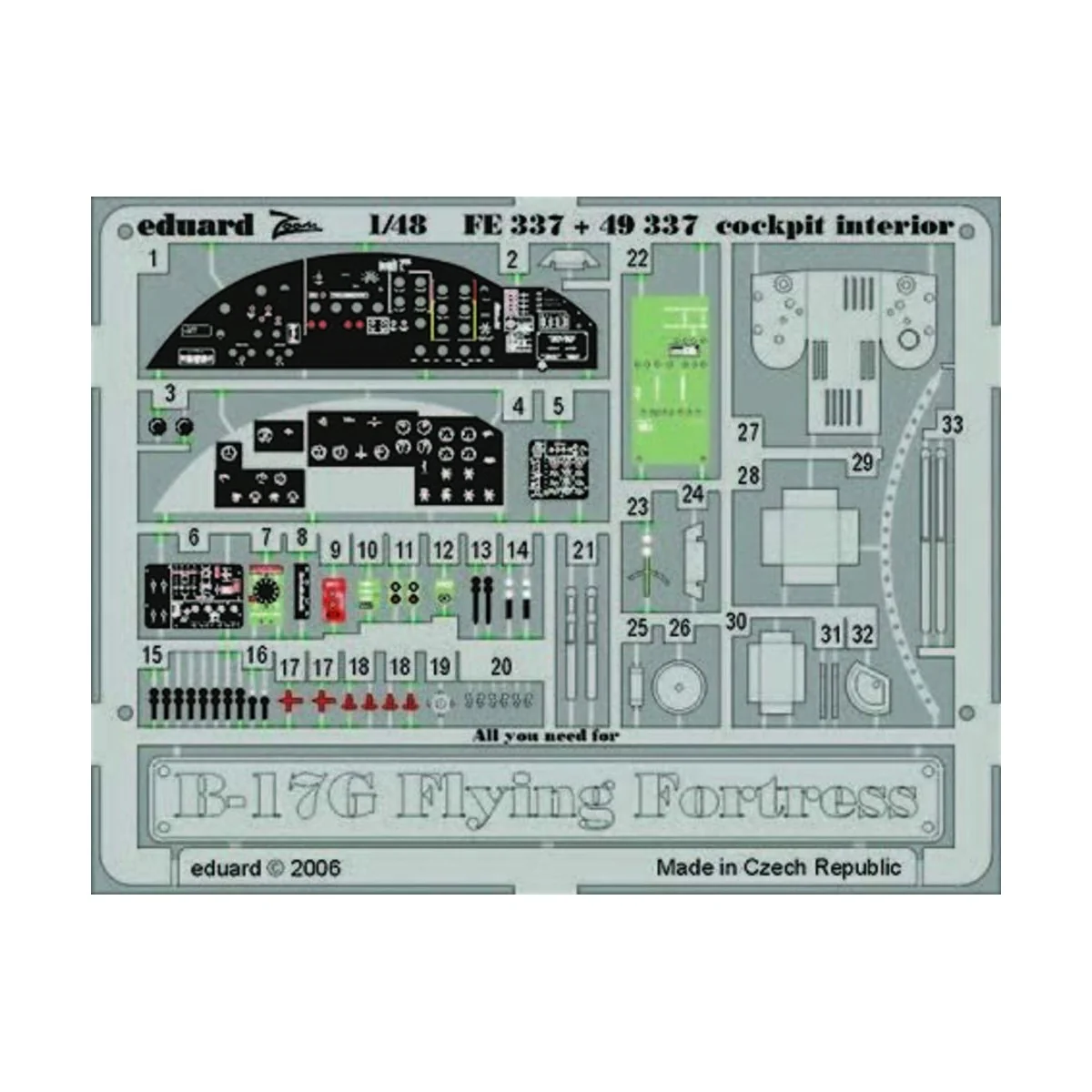 B-17G Flying Fortress cockpit interior für Revell/Monogram Bausatz ...