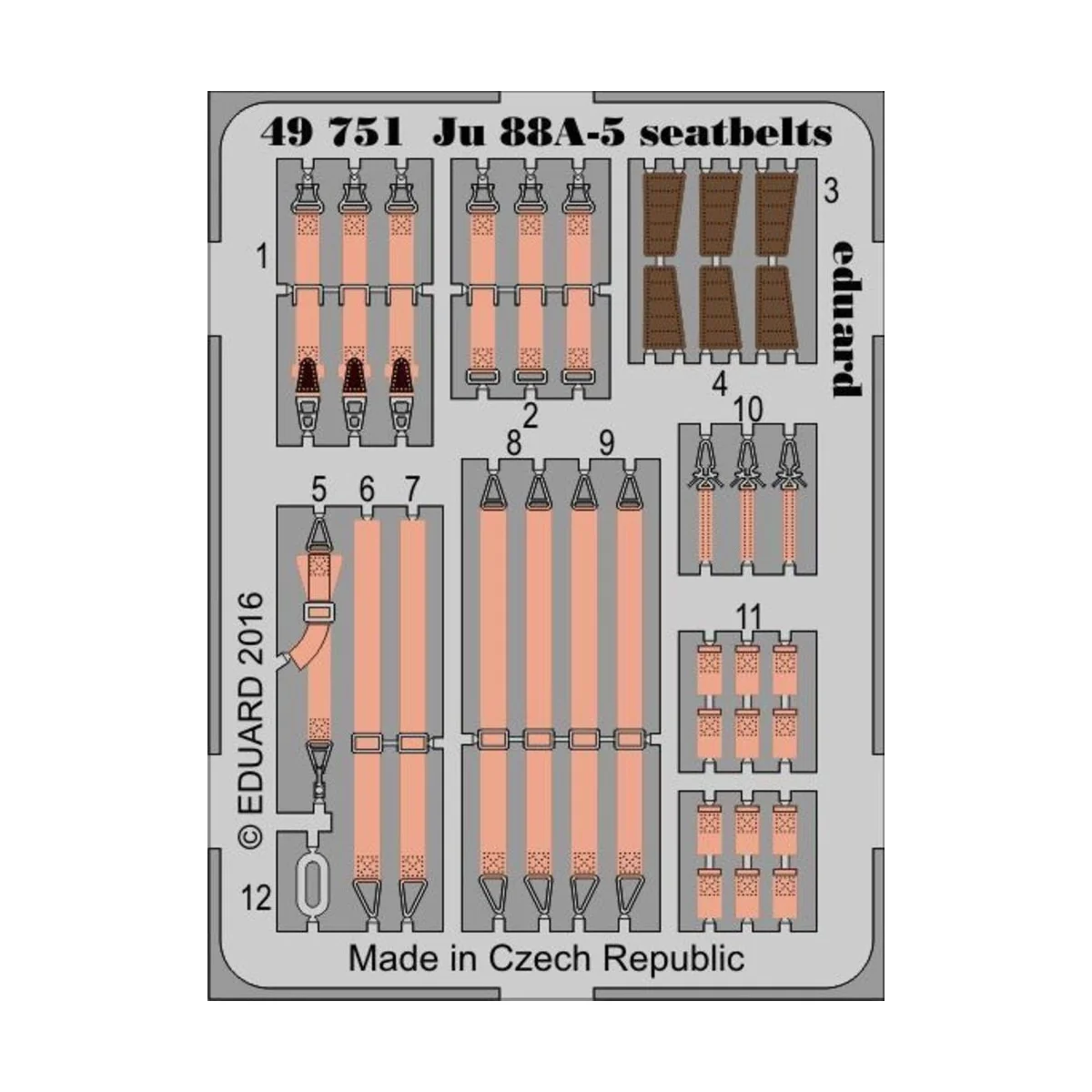 Ju 88A-5 seatbelts for ICM, 1/48 - Eduard Accessories 49751 Ju 88A-5 seatbelts for ICM, 1/48 - Eduard Accessories 49751
