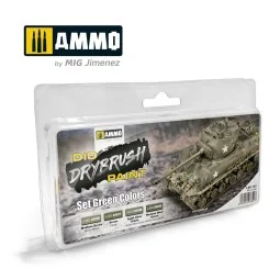 DRYBRUSH Set Green Colors - AMMO by MIG Jimenez A.MIG-7301 2