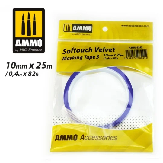 Softouch Velvet Masking Tape 3 (10mm x 25M) - AMMO by MIG Jimenez A...