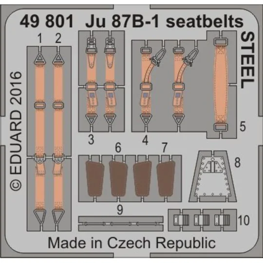 Ju 87B-1 seatbelts STEEL for Airfix, 1/48 - Eduard Accessories 49801