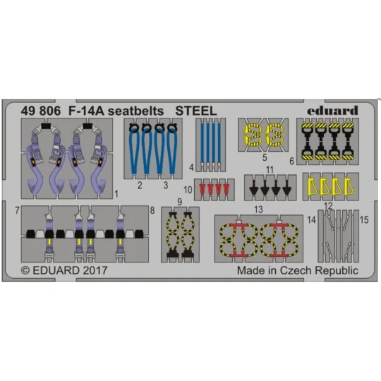 F-14A seatbelts STEEL for Tamiya, 1/48 - Eduard Accessories 49806