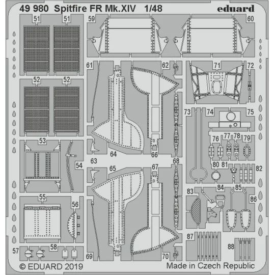 Spitfire FR Mk.XIV for Airfix, 1/48 - Eduard Accessories 49980 Spitfire FR Mk.XIV for Airfix, 1/48 - Eduard Accessories 49980