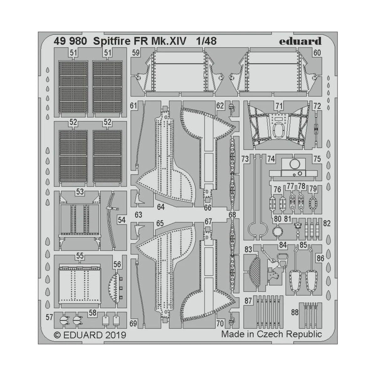 Spitfire FR Mk.XIV for Airfix, 1/48 - Eduard Accessories 49980 Spitfire FR Mk.XIV for Airfix, 1/48 - Eduard Accessories 49980