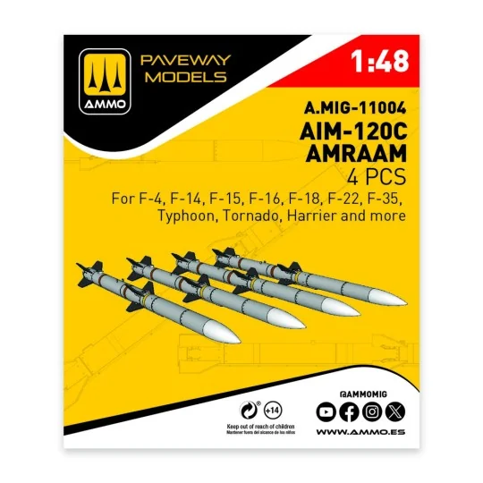 AIM-120C AMRAAM (4 pcs), 1/48 - AMMO by MIG Jimenez A.MIG-11004