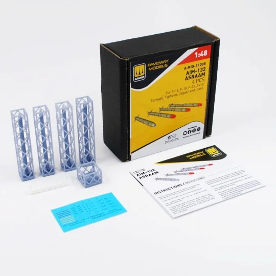 AIM-132 ASRAAM (4 pcs), 1/48 - AMMO by MIG Jimenez A.MIG-11005