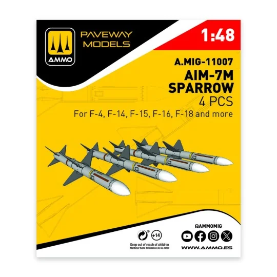 AIM-7M Sparrow (4 pcs), 1/48 - AMMO by MIG Jimenez A.MIG-11007