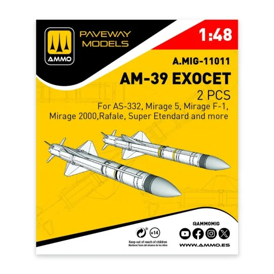 AM-39 Exocet (2 pcs), 1/48 - AMMO by MIG Jimenez A.MIG-11011