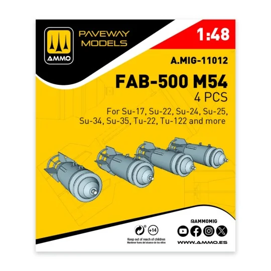 FAB-500 M54 (4 pcs), 1/48 - AMMO by MIG Jimenez A.MIG-11012