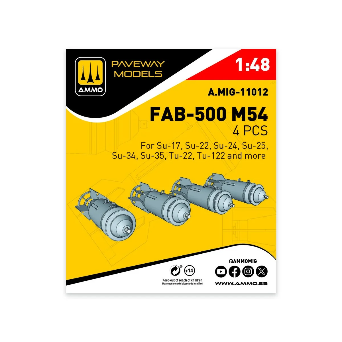 FAB-500 M54 (4 pcs), 1/48 - AMMO by MIG Jimenez A.MIG-11012