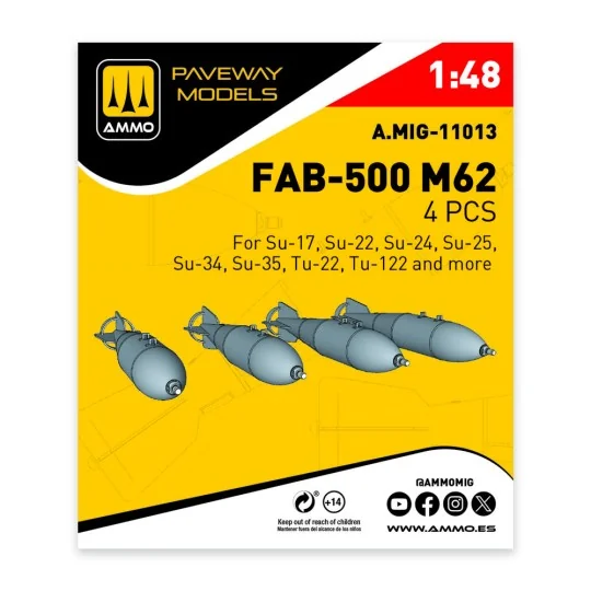 FAB-500 M62 (4 pcs), 1/48 - AMMO by MIG Jimenez A.MIG-11013