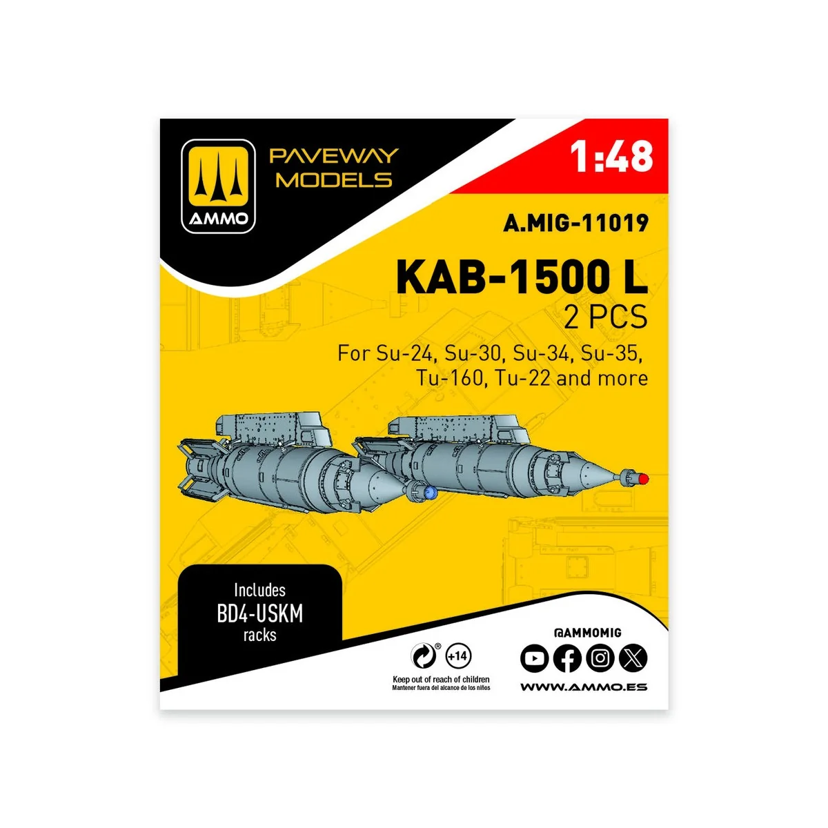 KAB-1500 L (2 pcs), 1/48 - AMMO by MIG Jimenez A.MIG-11019