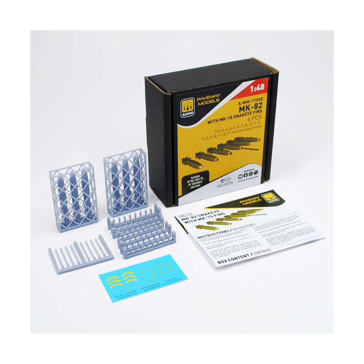MK-82 with MK-15 Snakeye fin (6 pcs), 1/48 - AMMO by MIG Jimenez A....