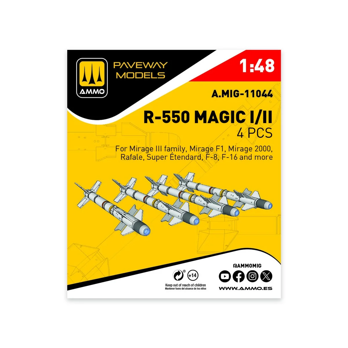R-550 Magic I/II (4 pcs), 1/48 - AMMO by MIG Jimenez A.MIG-11044