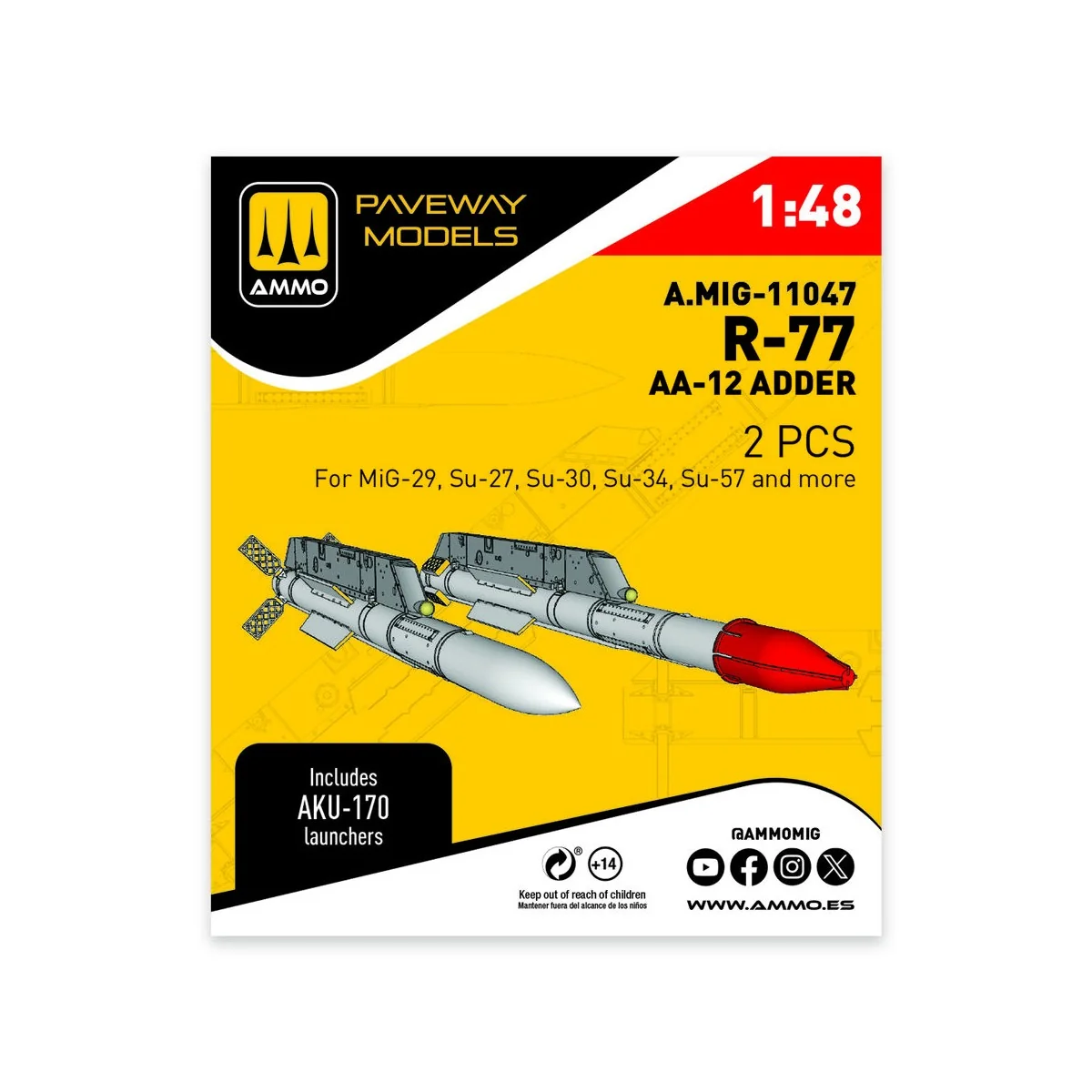 R-77 - AA-12 Adder (2 pcs), 1/48 - AMMO by MIG Jimenez A.MIG-11047