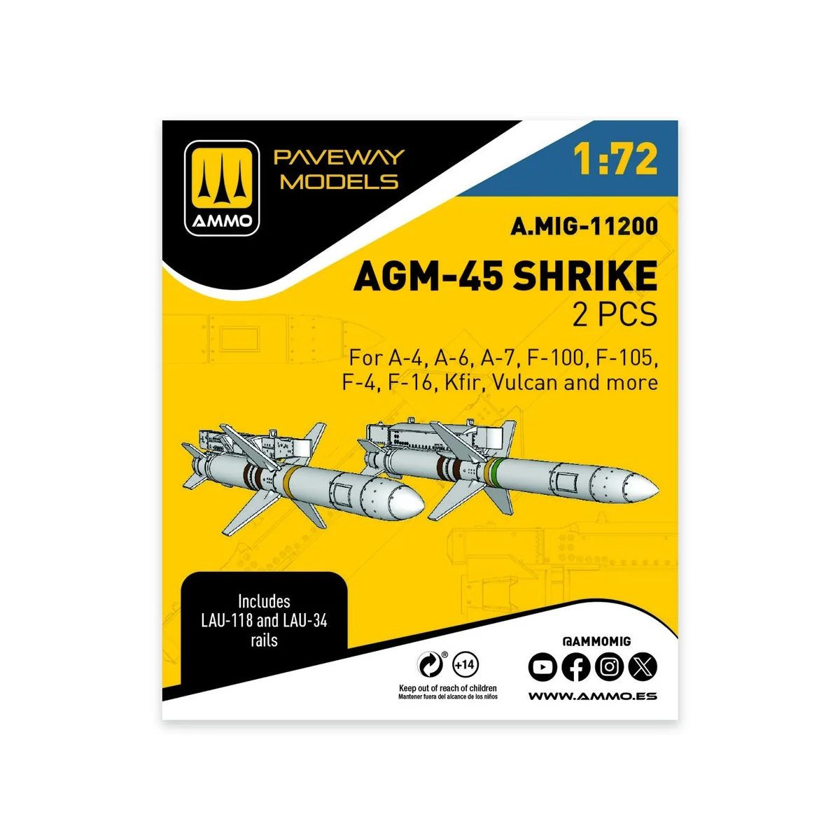 AGM-45 Shrike (2 pcs), 1/72 - AMMO by MIG Jimenez A.MIG-11200