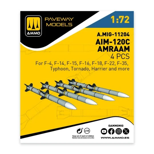 AIM-120C AMRAAM (4 pcs), 1/72 - AMMO by MIG Jimenez A.MIG-11204