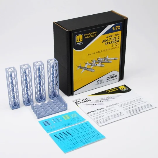 AIM-7E/E2 Sparrow (4 pcs), 1/72 - AMMO by MIG Jimenez A.MIG-11206