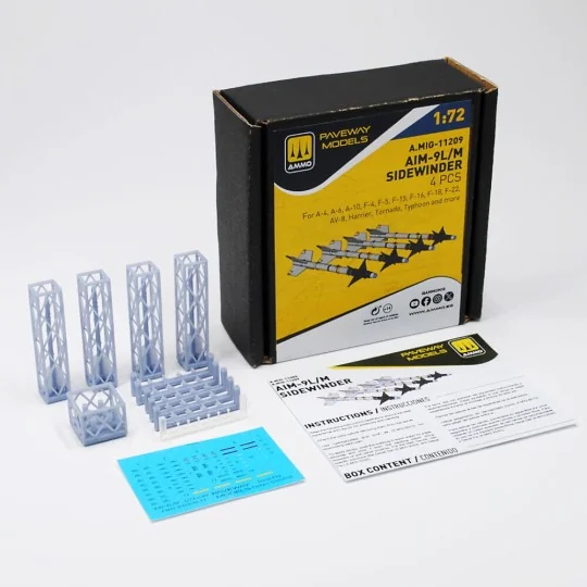 AIM-9L/M Sidewinder (4 pcs), 1/72 - AMMO by MIG Jimenez A.MIG-11209