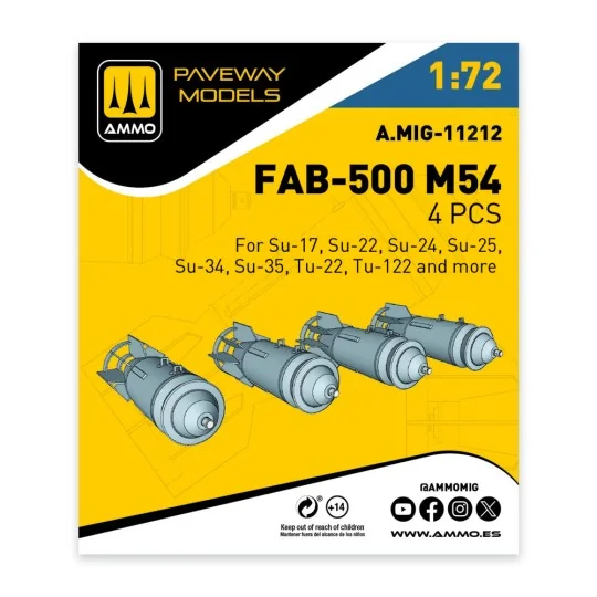 FAB-500 M54 (4 pcs), 1/72 - AMMO by MIG Jimenez A.MIG-11212