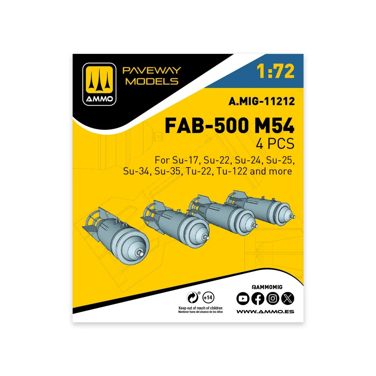 FAB-500 M54 (4 pcs), 1/72 - AMMO by MIG Jimenez A.MIG-11212