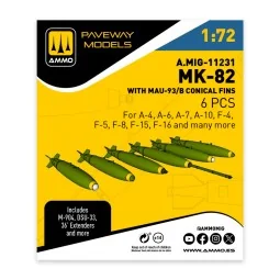 MK-82 with MAU-93/B conical fin (6 pcs), 1/72 - AMMO by MIG Jimenez...