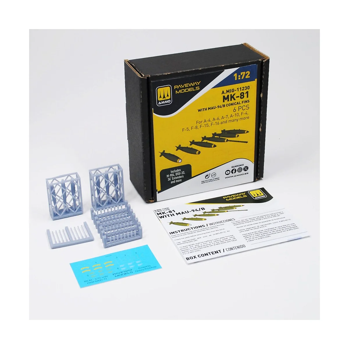 MK-81 with MAU-94/B conical fin (6 pcs), 1/72 - AMMO by MIG Jimenez...