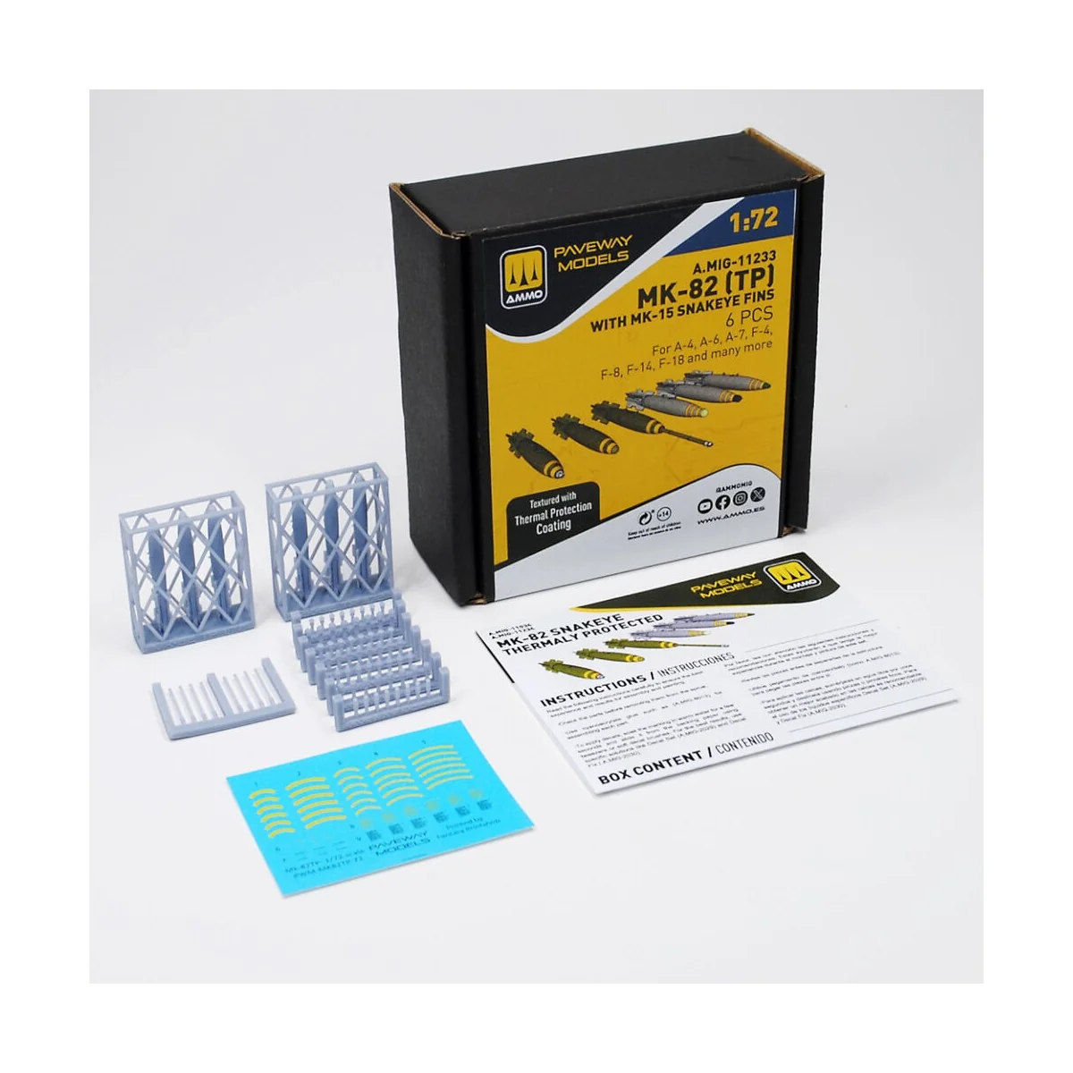 MK-82 with thermal protection and MK-15 Snakeye fin (6 pcs), 1/72 -...