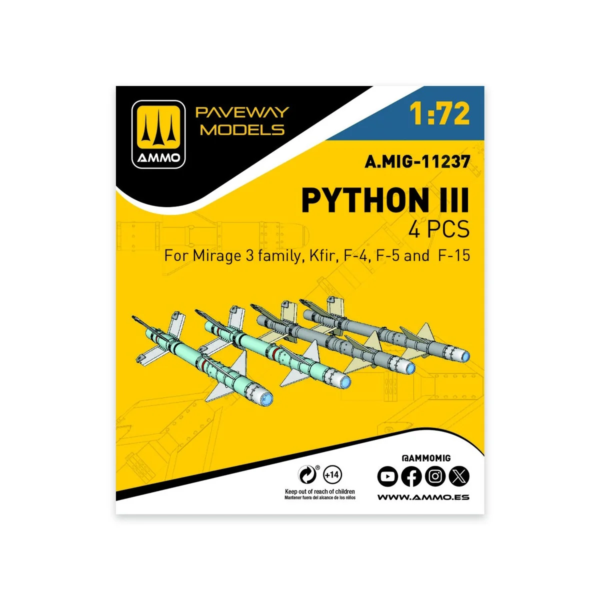 Python III (4 pcs), 1/72 - AMMO by MIG Jimenez A.MIG-11237