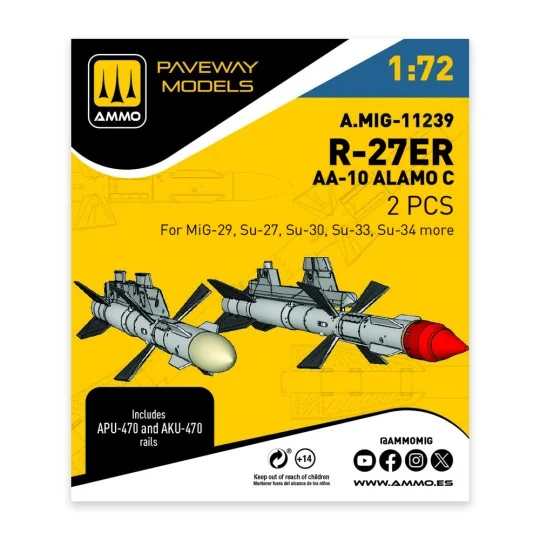 R-27ER - AA-10 Alamo C (2 pcs), 1/72 - AMMO by MIG Jimenez A.MIG-11239