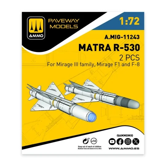Matra R-530 (2 pcs), 1/72 - AMMO by MIG Jimenez A.MIG-11243