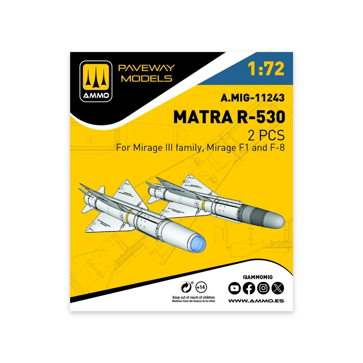 Matra R-530 (2 pcs), 1/72 - AMMO by MIG Jimenez A.MIG-11243