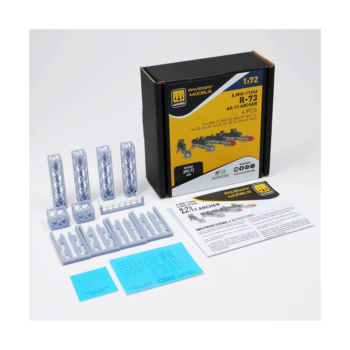 R-73 - AA-11 Archer (4 pcs), 1/72 - AMMO by MIG Jimenez A.MIG-11246
