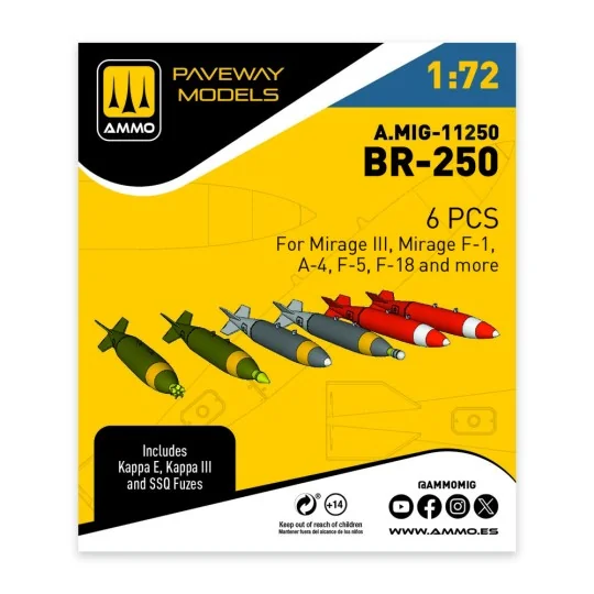 BP-250 (6 pcs), 1/72 - AMMO by MIG Jimenez A.MIG-11250