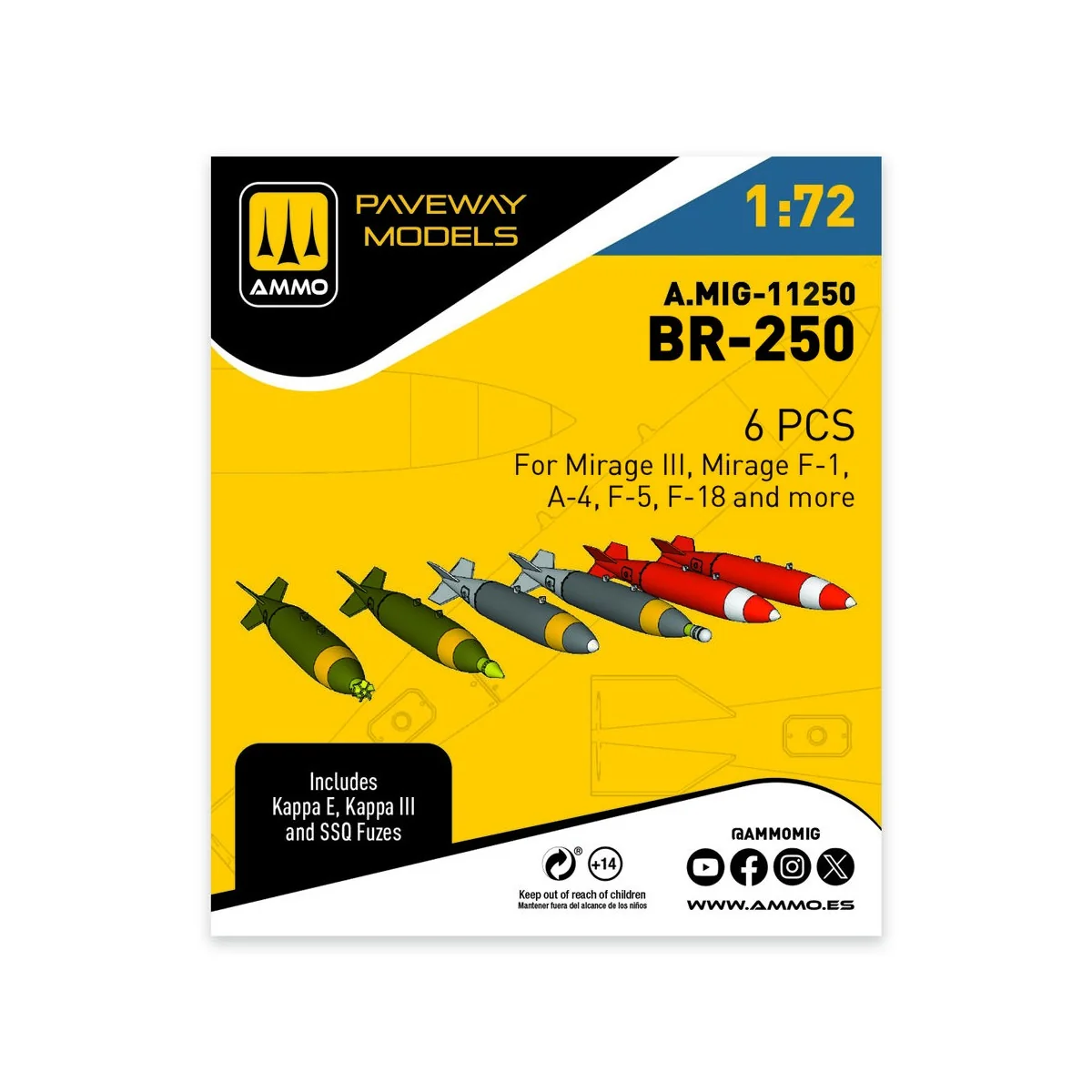 BP-250 (6 pcs), 1/72 - AMMO by MIG Jimenez A.MIG-11250