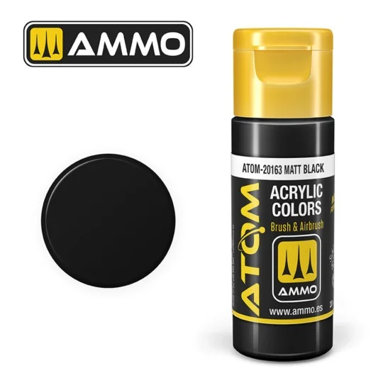 ATOM COLOR Matt Black - AMMO by MIG Jimenez ATOM-20163