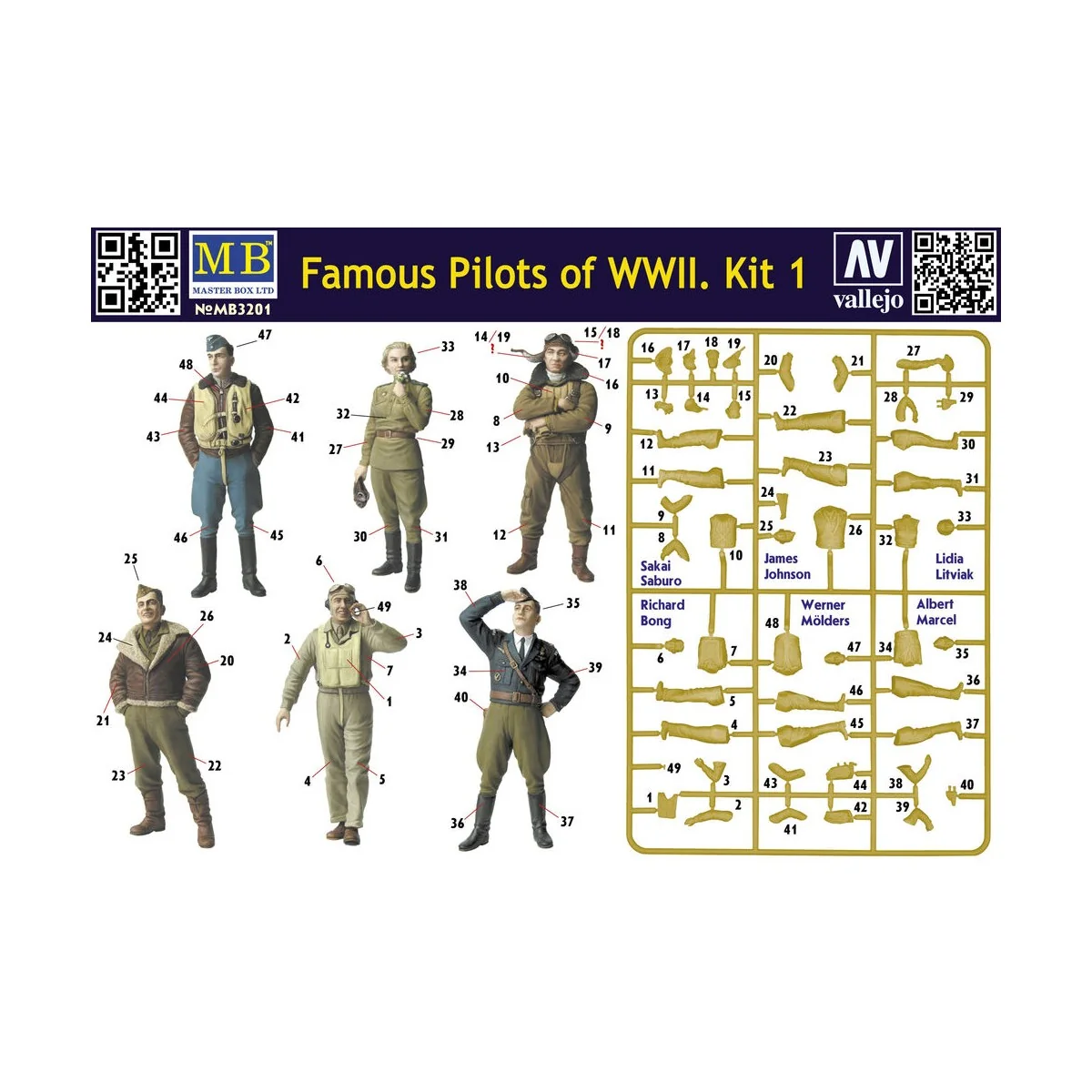 Famous WWII pilots set, 1/32 - Master Box Ltd. 3201