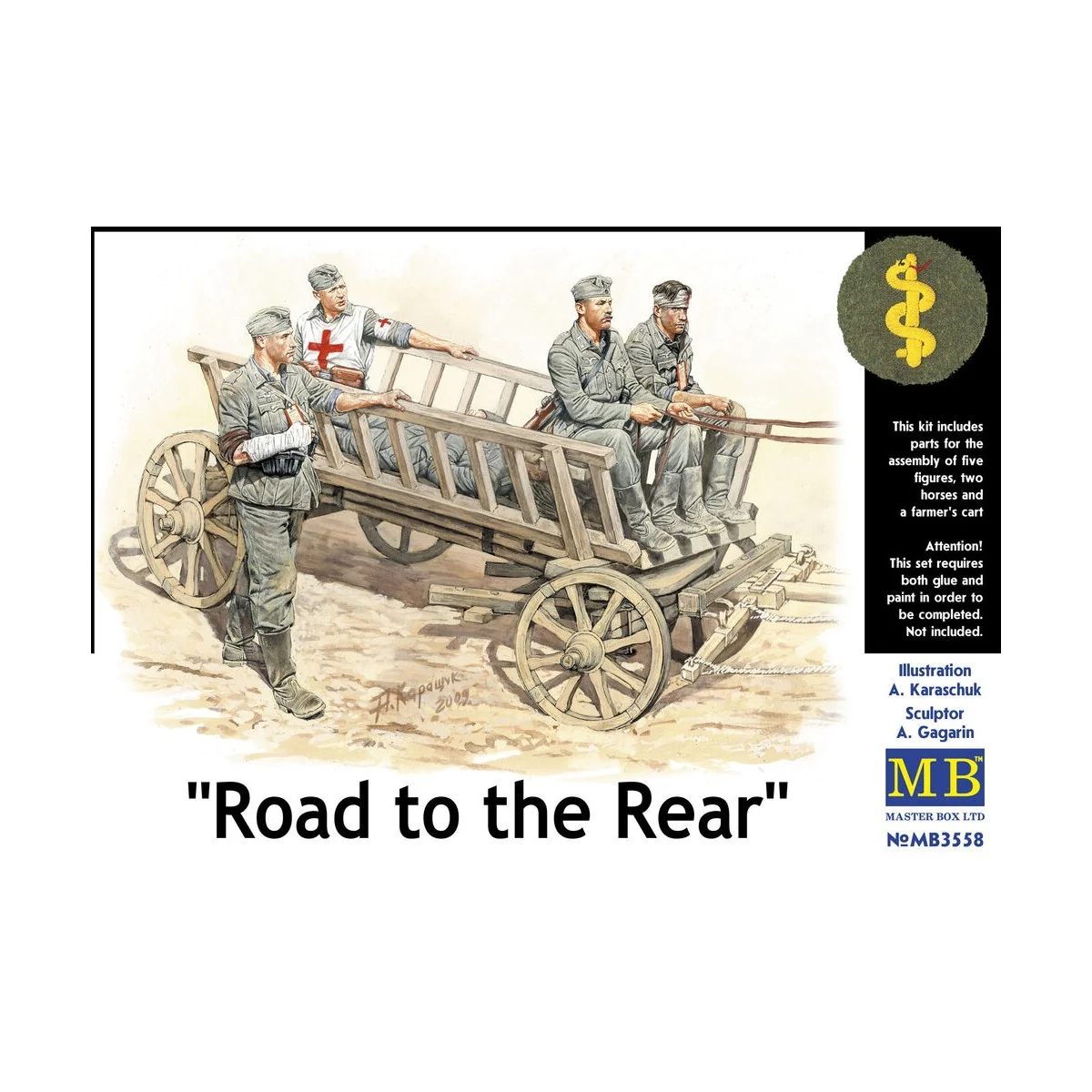 Road to the rear 5 figs + cart, 1/35 - Master Box Ltd. 3558