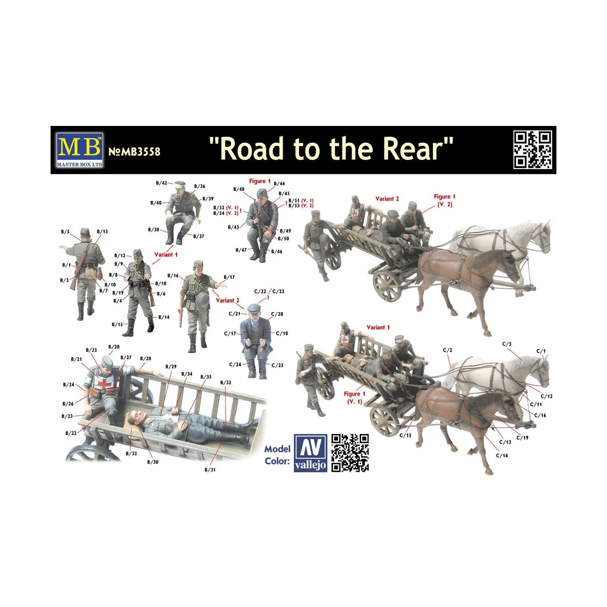 Road to the rear 5 figs + cart, 1/35 - Master Box Ltd. 3558