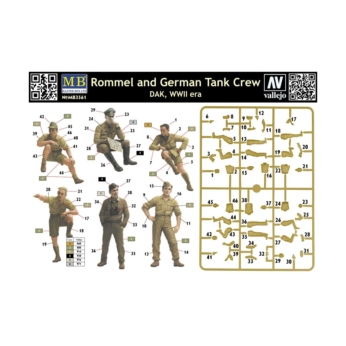 Rommel & German tank crew, DAK, WWII era, 1/35 - Master Box Ltd. 3561