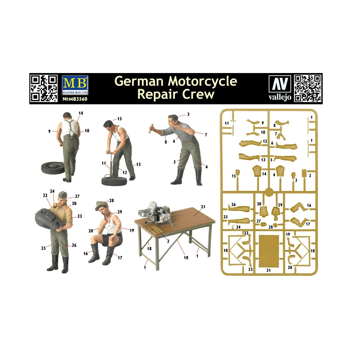 German Motorcycle repair team, 1/35 - Master Box Ltd. 3560