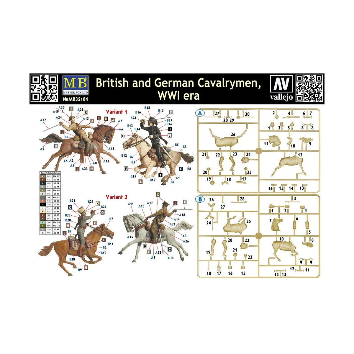 British and German cavalrymen, WWI era, 1/35 - Master Box Ltd. 35184
