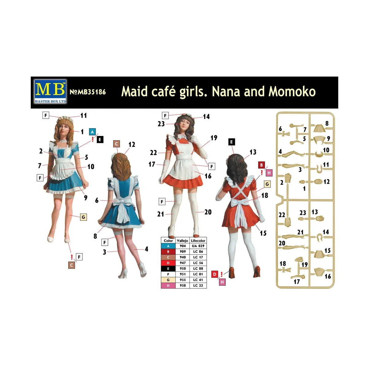 Maid cafe girls. Nana and Momoko, 1/35 - Master Box Ltd. 35186