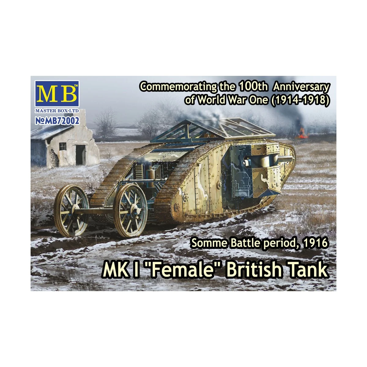 Mk I"Female"British tank, Somme battle 1916, 1/72 - Master Box Ltd....