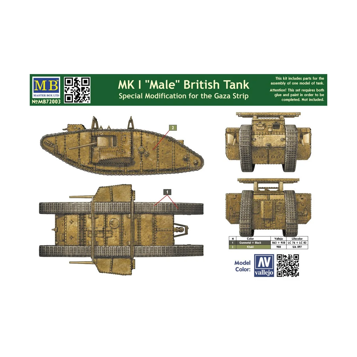 MK I Male British tank, Special modificat, 1/72 - Master Box Ltd. 7...