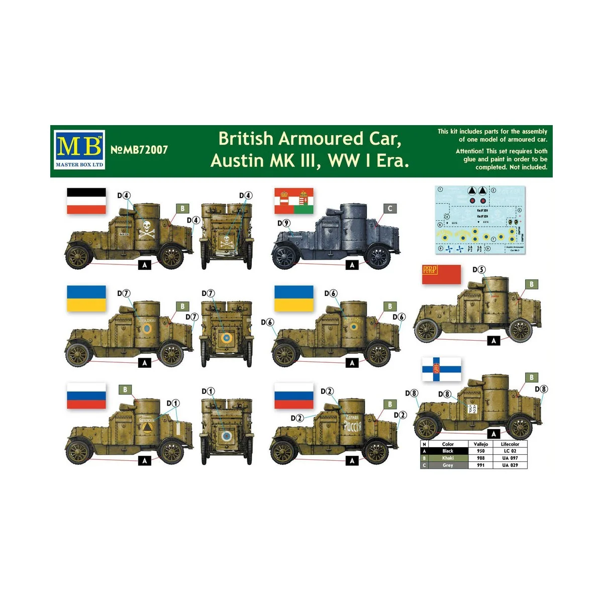 Austin Mk.III British armored car1914-18, 1/72 - Master Box Ltd. 72007